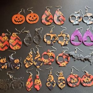 3/$12 Halloween faux leather earrings